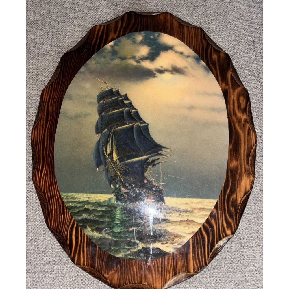 “Old Ironsides" c. 1920s by Richard Dey de Ribcowsky Lacquered Oval